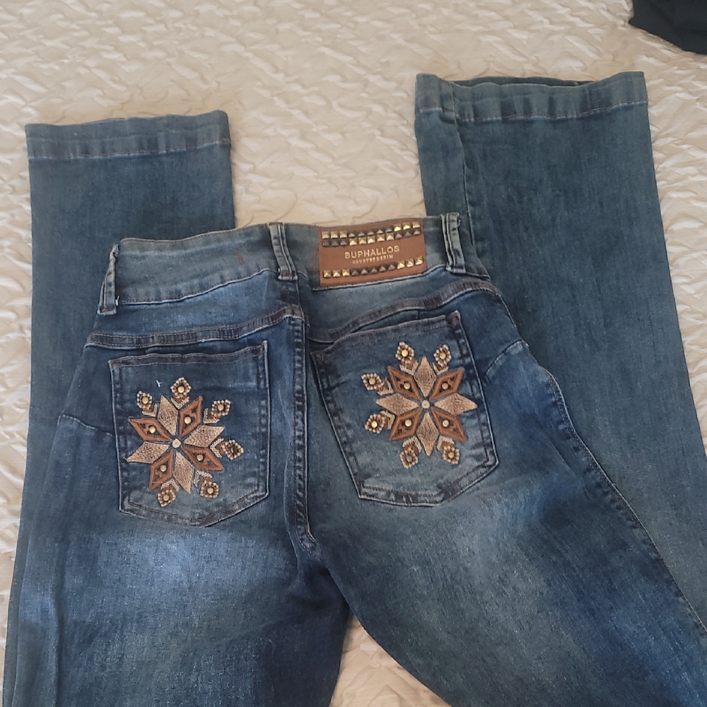 Buffalo David Bitton Women's Embroidered Boot Cut Jeans - Blue